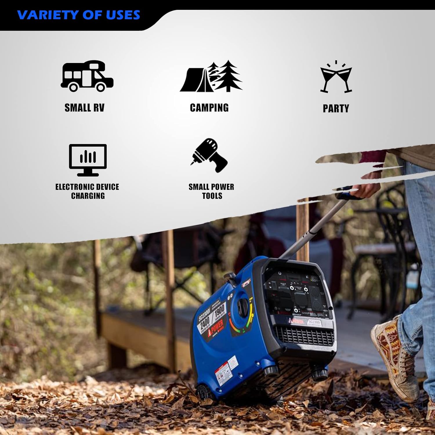 A-iPower Portable Inverter Generator 2400W Ultra-Quiet Yamaha Engine RV Ready T560