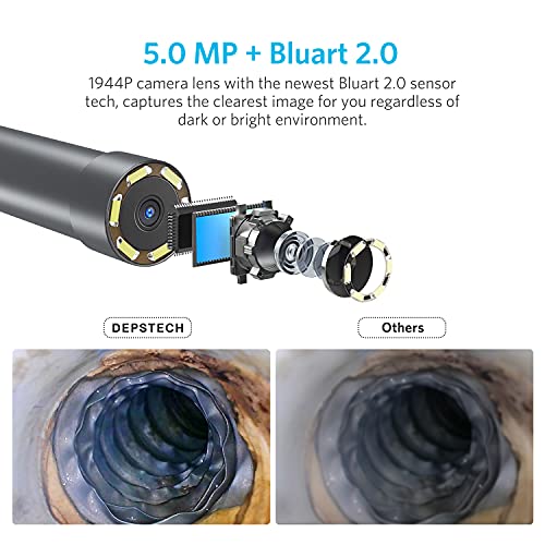 DEPSTECH Wireless Endoscope 5.0MP HD Inspection Camera with Light, 16.5FT Semi-Rigid Snake, for iPhone & Android F141241