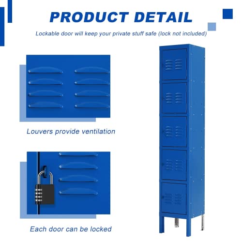 Bonusall Metal Locker 3-Tier Steel Storage Cabinet, 3 Doors Grey H746