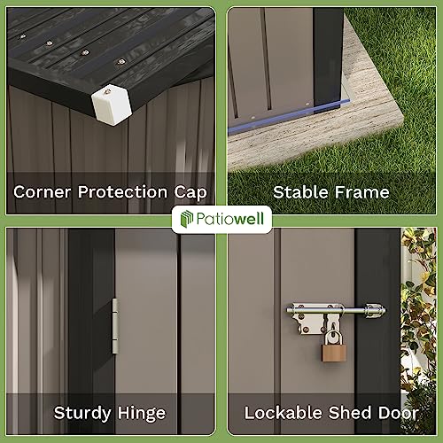 Patiowell 3 x 3 FT Outdoor Storage Shed with Sloping Roof, Grey F27529