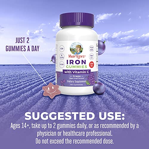 MaryRuth's Iron Supplement Gummies for Adults, Sugar Free, Vitamin C, Vegan, 60 Count D78018