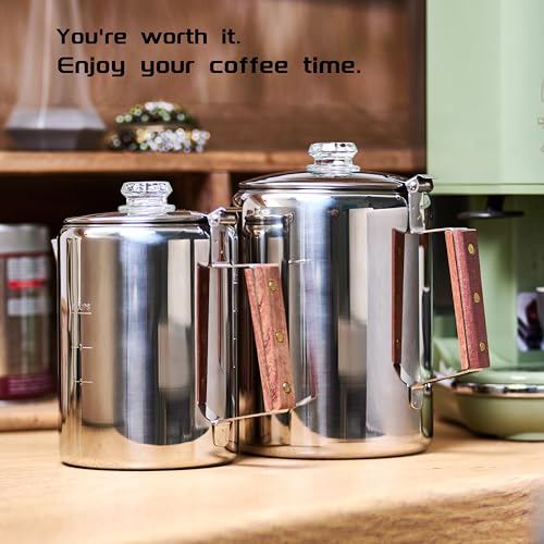 Stainless Steel Camping Coffee Percolator Stovetop Pot 9 Cups A738