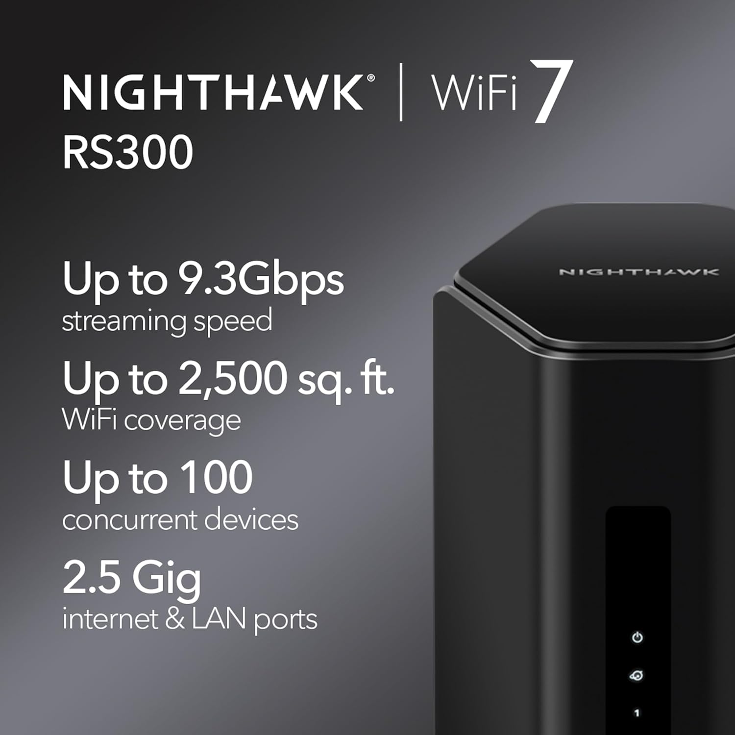 NETGEAR Nighthawk Tri-Band WiFi 7 Router (RS300) BE9300, 2.5 Gig Port O5373
