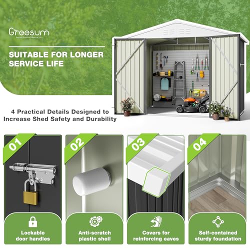 Greesum Outdoor Storage Shed 6 x 8 ft Metal Garden Utility Tool Shed with Lock, Brown U409