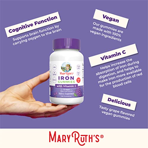 MaryRuth's Iron Supplement Gummies for Adults, Sugar Free, Vitamin C, Vegan, 60 Count D78018