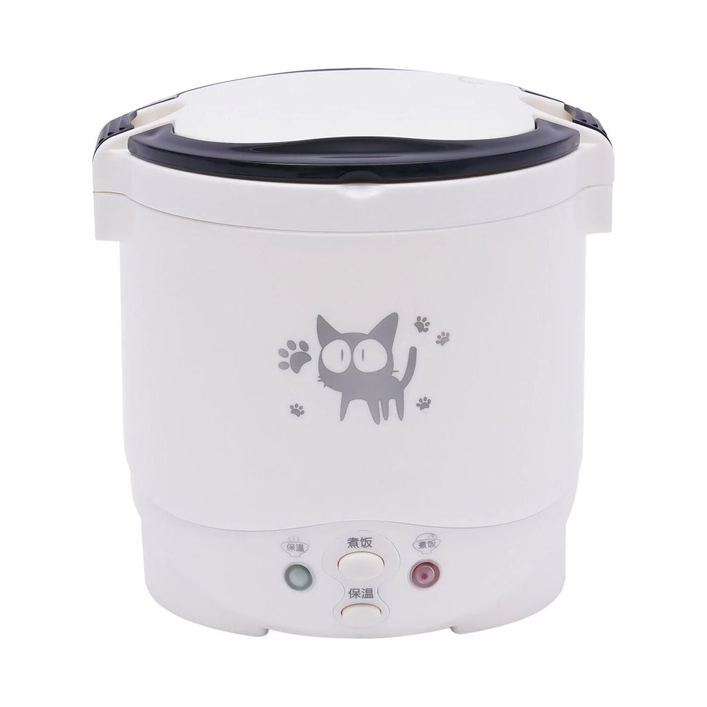1L Car Mini Travel Lunch Box Electric Rice Cooker Steamer White/Green 12V