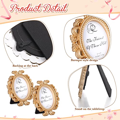 Vicenpal 20 Pieces Vintage Resin Picture Frames Antique Photo Frame Baroque Oval Mini Frame Table Top Display Black K3894