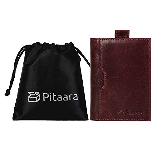 Pitaara Genuine Leather Slim Bifold Front Pocket Wallet with RFID Blocking W383743