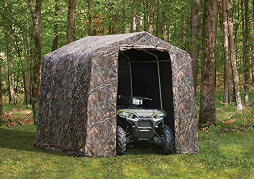 ShelterLogic 10 x 10 Shed-in-a-Box All Season Steel Round Roof Outdoor Storage Shed with Waterproof Cover, Grey S288