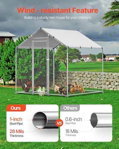 VEVOR Large Metal Chicken Coop with Run, Walk-in Outdoor Poultry Pen W388