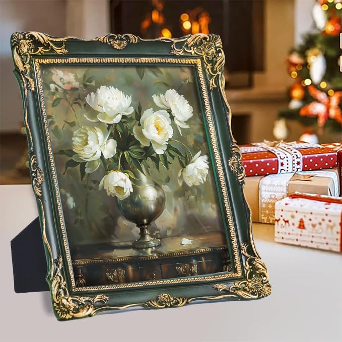 Vintage 8x10 Picture Frame with Glass Front, Antique Retro Photo Frame for Wall or Tabletop, Silver N745