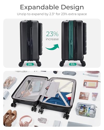 BAGSMART Expandable Carry On Luggage 20" with Spinner Wheels, TSA Lock, White D640894