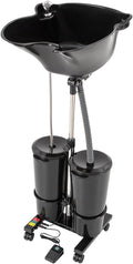 Portable Shampoo Bowl with Electric Pump, Salon Shampoo Basin with 2 Water Buckets Height-Adjustable Hair Washing Sink for Home Salon