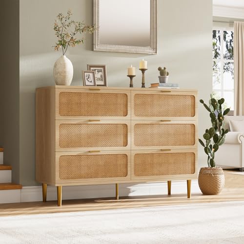 Rattan 5 Drawer Tall Dresser for Bedroom, Black V99880