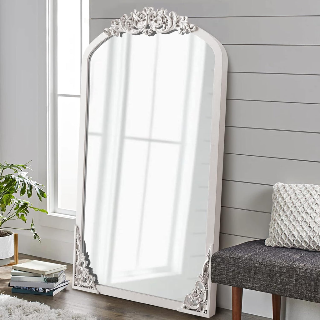 NeuType Arched Full Length Mirror Solid Wood Frame White 67"x 28" T809913