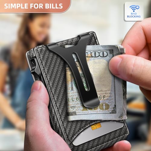 BULLIANT Men Wallet Money Clip Slim Metal Credit Card Case Magnetic Leather J56690