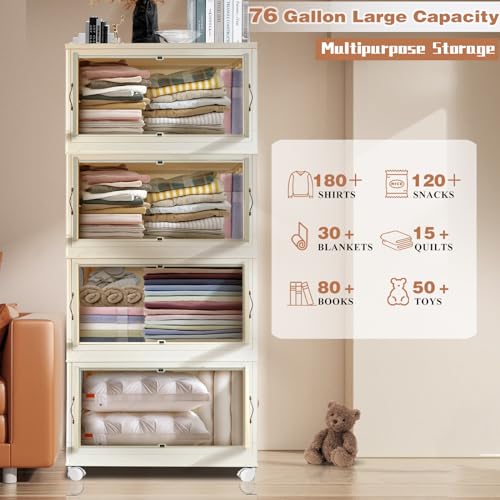 Storage Bins with Lids, 25.2 Gallon Collapsible, 3 Pack Stackable I5748