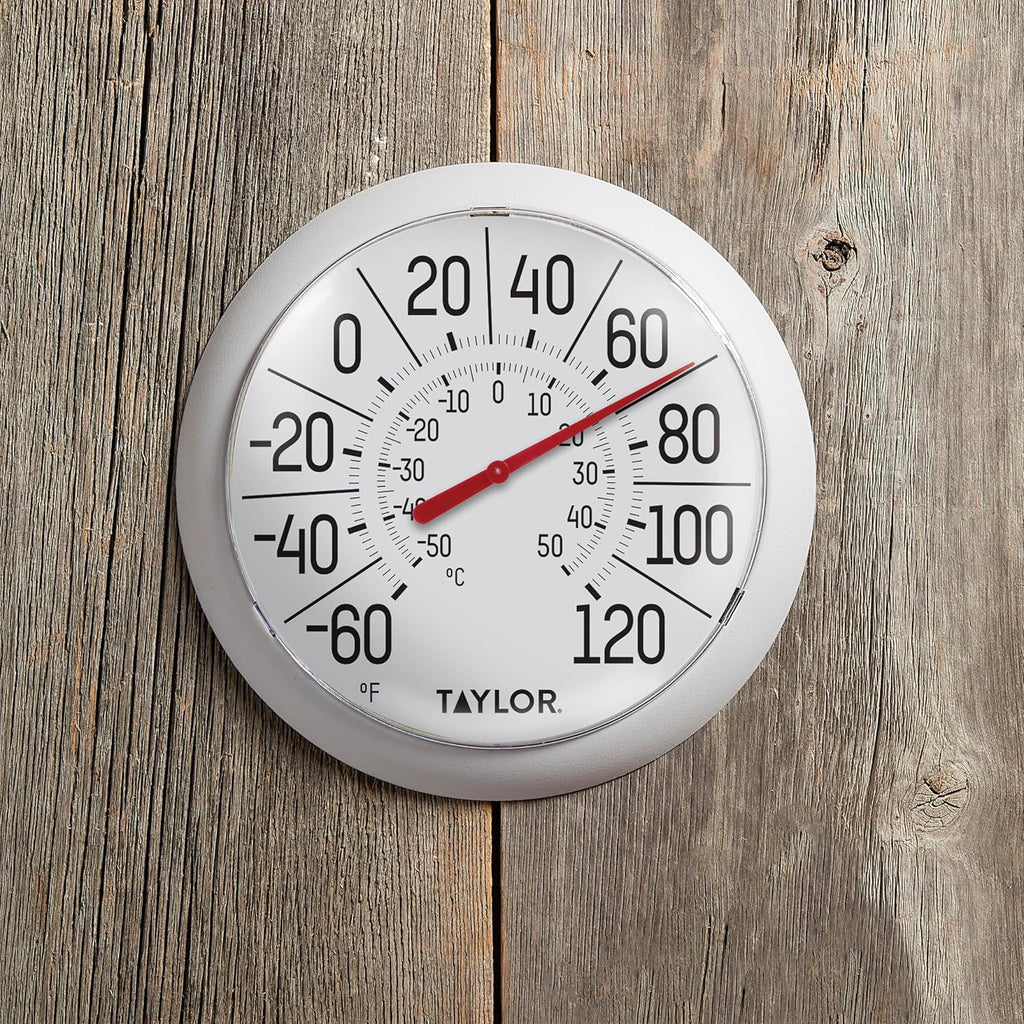 Taylor Big & Bold Indoor Outdoor Dial Thermometer 8.5 Inch White I755