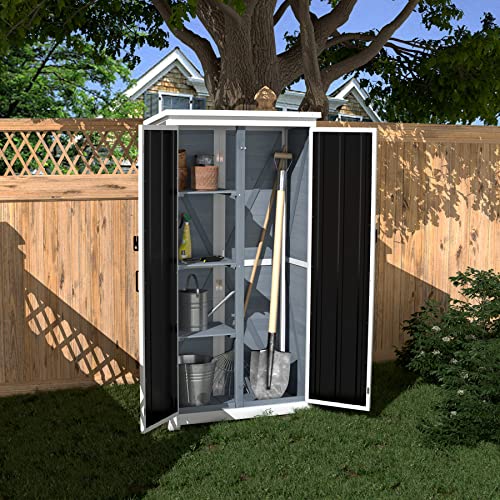 GDLF Outdoor Storage Cabinet Wood & Metal Garden Shed with Lockable Doors U91129