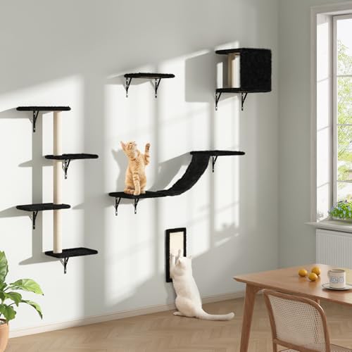 COZIWOW Wall Mounted Cat Shelves and Perches, Set of 5 (Grey) Y44261