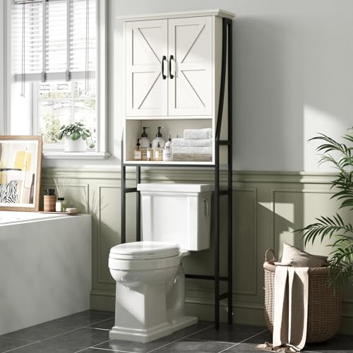 Over The Toilet Storage Cabinet with Barn Doors, Gray M789042