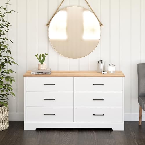 Prepac Rustic Ridge Farmhouse 6-Drawer Double Dresser, Brown X6434