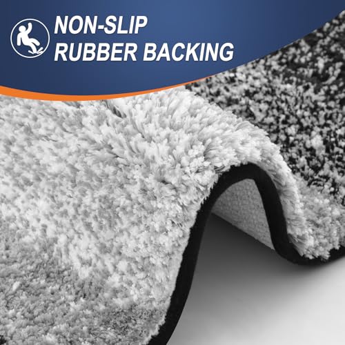 OLANLY U-Shaped Toilet Rug 24x20, Absorbent Microfiber Bath Mat, Non-Slip, Grey G53989