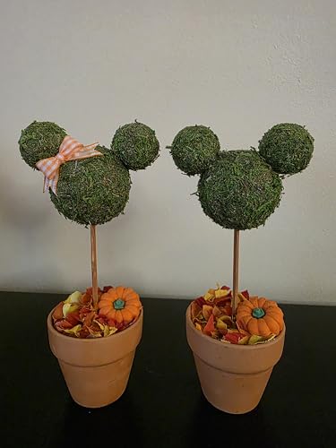 Minnie & Mickey Seasonal Topiary Set, 6 inch, Fall Decor N920