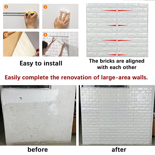 3D Wall Panels Peel and Stick White Foam Brick Wallpaper for Bedroom L3214