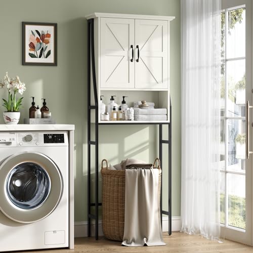 Over The Toilet Storage Cabinet with Barn Doors, Gray M789042