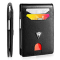 Slim Minimalist RFID Blocking Front Pocket Bifold Wallets for Men with Money Clip Inside | 12 Credit Card Holder Slots | ID Card Holder with Detachable Clip | Travel Friendly | Gifts For Him Her
