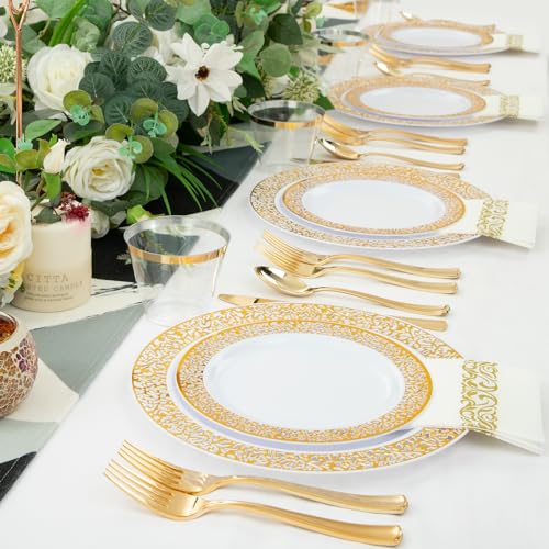 WELLIFE Silver Party Dinnerware Set for 50 Guests, Disposable A689948