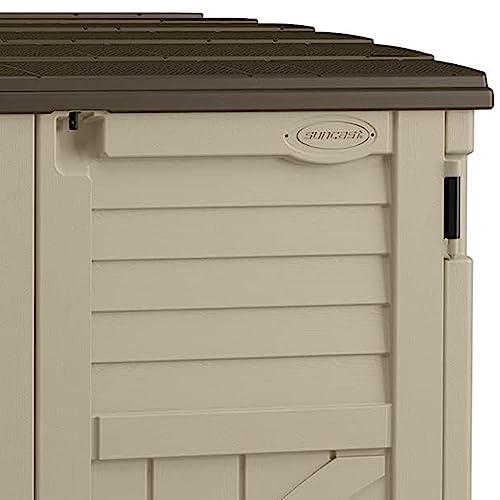 Suncast Horizontal Shed, Compact Outdoor Storage, 34 Cu. Ft., Sand & Slate Q165