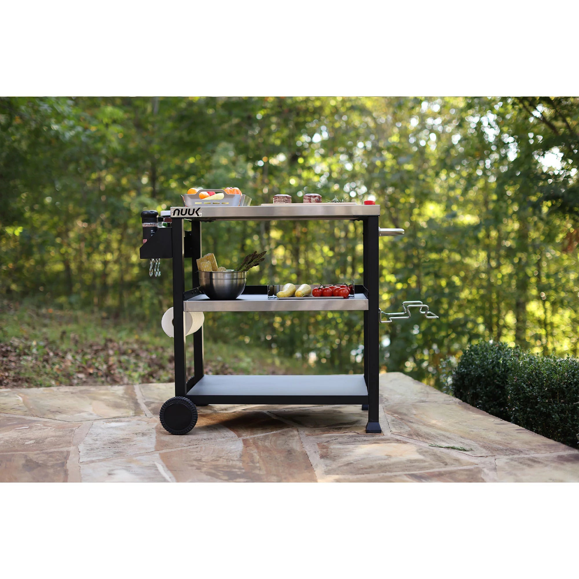 NUUK Three-Shelf Movable Outdoor Dining Cart Table, 20" x 32" NSF Stainless Steel P49791