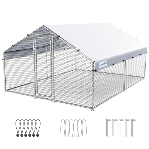 Quictent Large Metal Chicken Coop Run with Roosting Perch for 20+ Poultry, Outdoor Walk-in Hen House, 12x9x6.6FT N28773