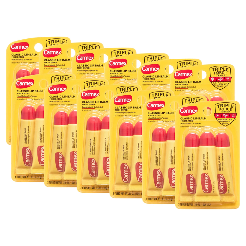 Carmex Medicated Classic Lip Balm Tubes, 0.35 oz, 36 Count U181