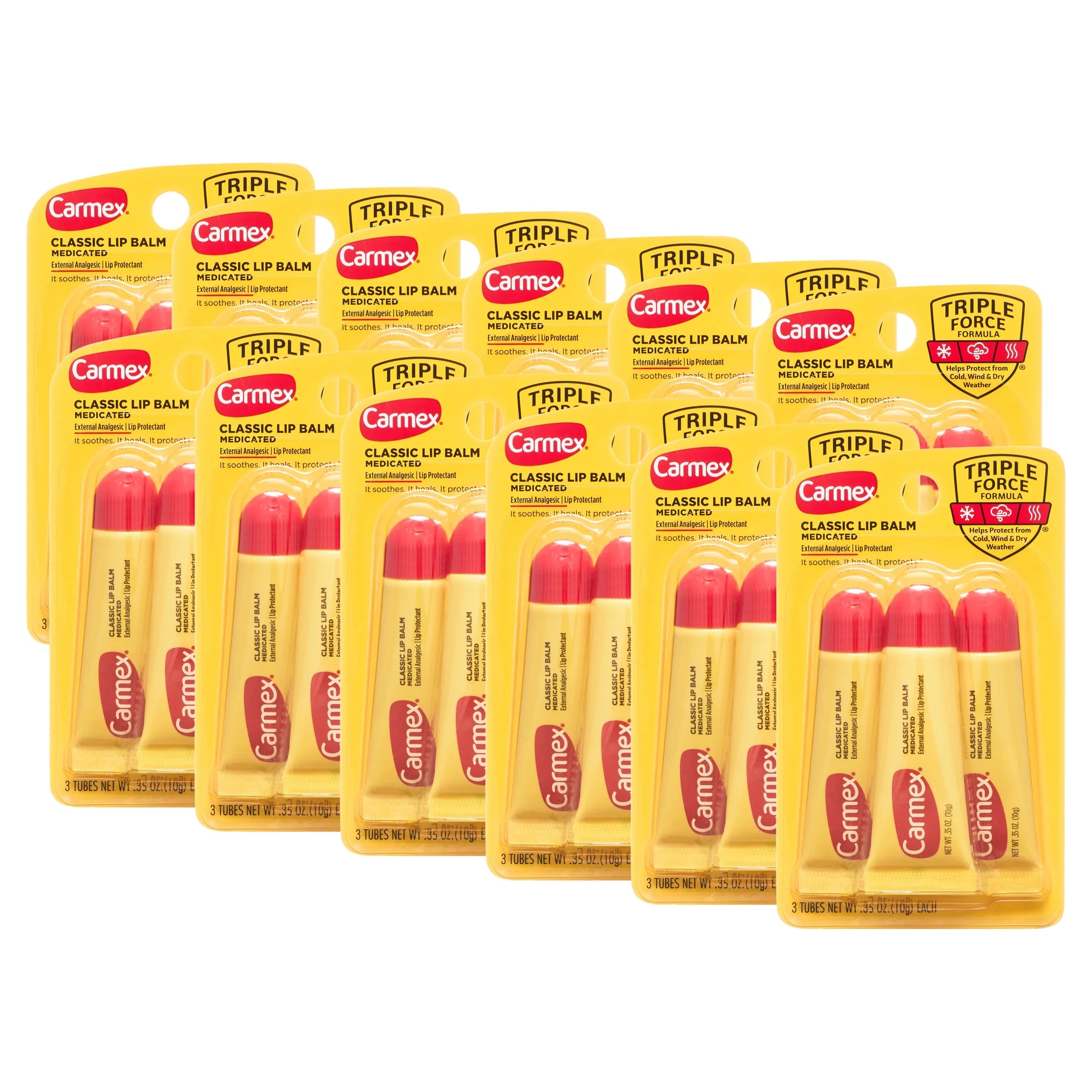 Carmex Medicated Classic Lip Balm Tubes, 0.35 oz, 36 Count U181
