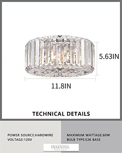 Crystal Ceiling Light Modern 2-Light Chrome Flush Mount SF004-2-CH G10718