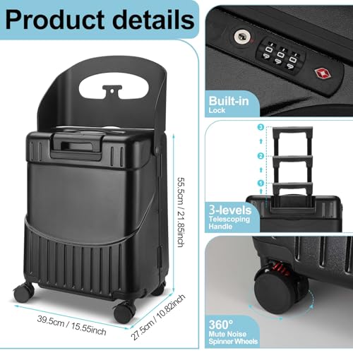 Kids Ride-On Carry-On Luggage with Seat, 22 Inch, Black B6282