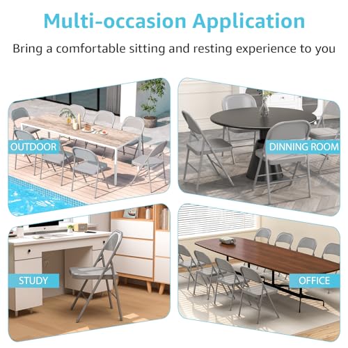 Folding Chairs with Padded Cushion and Back, 4 Pack, Black Q60523