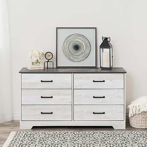 Prepac Rustic Ridge Farmhouse 6-Drawer Double Dresser, Brown X6434