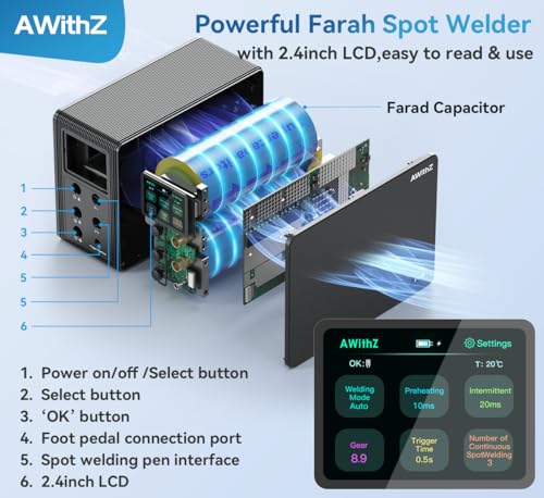 14.6 KW Capacitor Battery Spot Welder 2-in-1 Automatic & Foot Pedal for 18650/LiFePO4 Battery Pack Building G399304