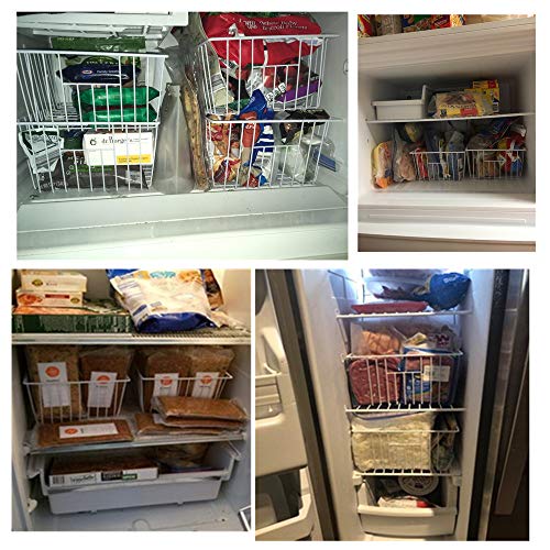 16" Upright Freezer Organizer Baskets, Wire Storage Bins, White, Set of 6 V556519