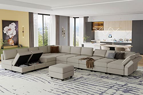 Belffin Oversized Modular Sectional Sofa with Double Chaises and Storage F17277