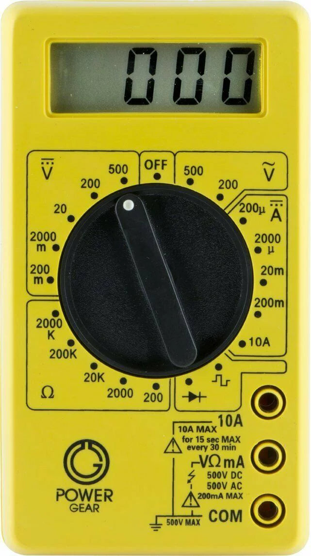 Power Gear Digital Multimeter 17 Range 6-Function Yellow I384004