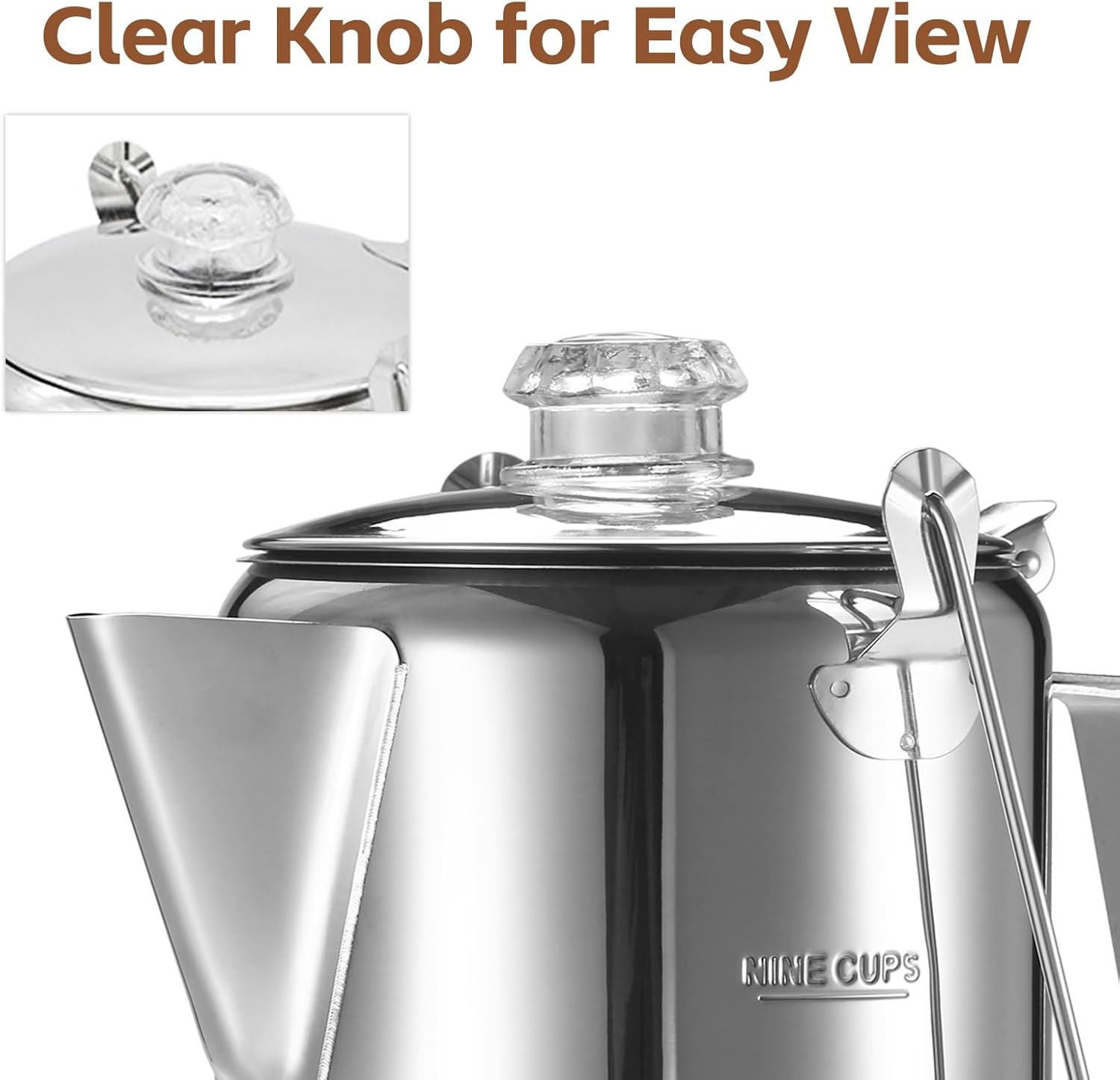 Stainless Steel 9 Cup Percolator Coffee Pot for Camping F8306