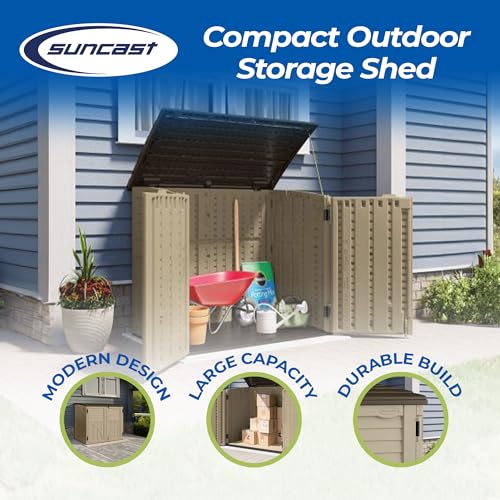 Suncast Horizontal Shed, Compact Outdoor Storage, 34 Cu. Ft., Sand & Slate Q165