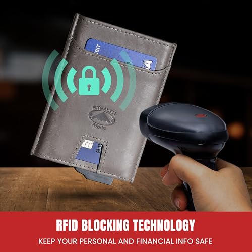 Stealth Mode Pop-Up Leather Wallet for Men - RFID Blocking Slim Napa Leather G6513
