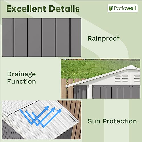 Patiowell 5x3 FT Outdoor Storage Shed with Sloping Roof and Lockable Door, Brown L4971