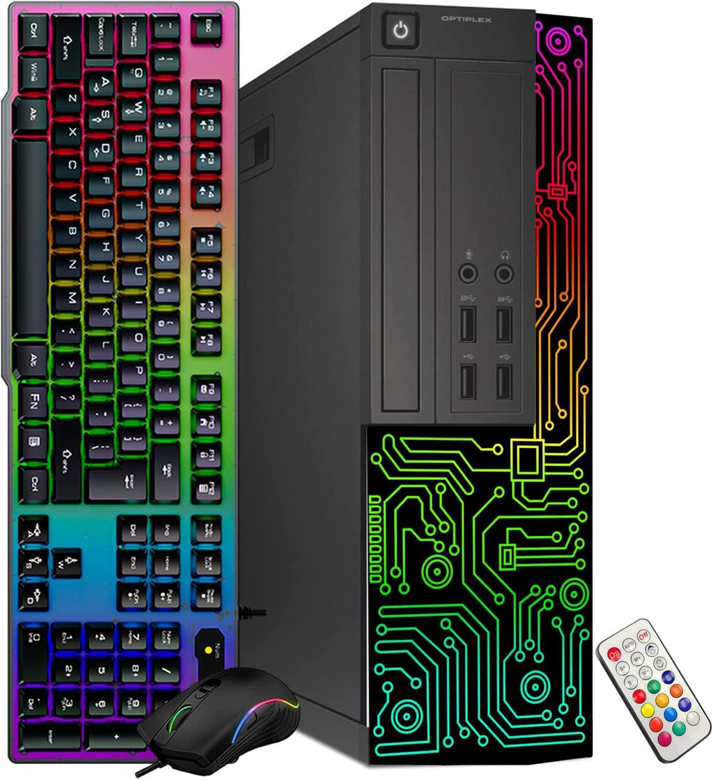 Dell Optiplex SFF Desktop PC, Intel i5, 16GB RAM, 512GB SSD, 24" Monitor, RGB Keyboard & Mouse, Windows 10 Pro (Renewed) Q992413